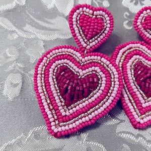 Pink & red hearts earrings